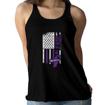 Purple Up Month Of The Military Child American Flag Kids Veteran Day Women Flowy Tank - Seseable
