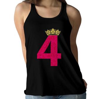 Queen Crown Birthday Girls 4Th Party 4 Years Old Women Flowy Tank | Mazezy