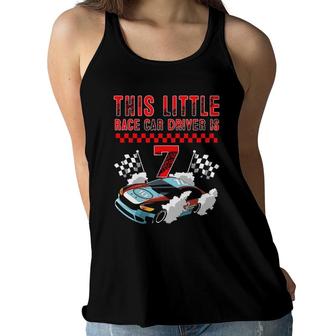 Race Car 7Th Birthday Boy 7 Seven Years Old Race Car Drivers Women Flowy Tank | Mazezy
