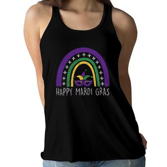 Rainbow Happy Mardi Gras Women Girls Women Flowy Tank | Mazezy