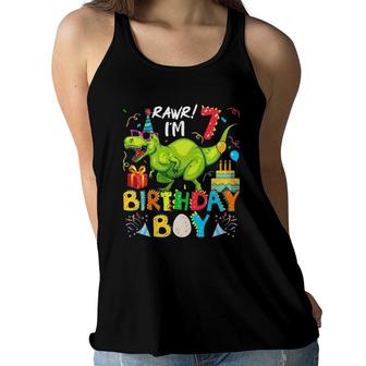 Rawr I'm 7Th Birthday Boy Dinosaurrex 7 Years Old Women Flowy Tank | Mazezy