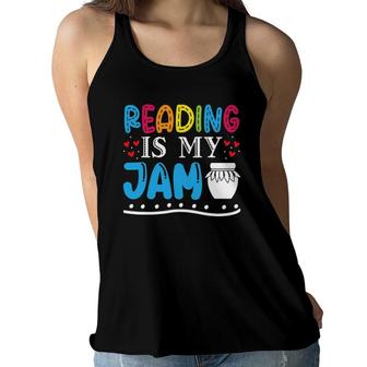 Reading Is My Jam Kids Teacher I Love To Read Books Lover Women Flowy Tank | Mazezy