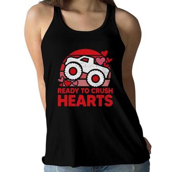 Ready To Crush Hearts Monster Truck Toddler Boys Valentines Women Flowy Tank | Mazezy