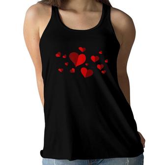 Red Hearts Valentine's Day Love Gift Girls Teens Vintage Women Flowy Tank | Mazezy