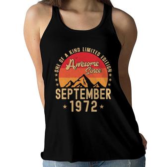 Retro Sunset Birthday Awesome Since September 1972 Women Flowy Tank - Seseable