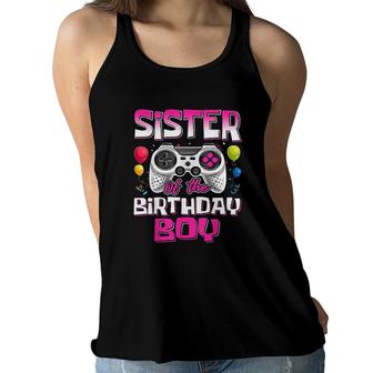 Sister Of The Birthday Boy Matching Video Gamer Birthday Pink Women Flowy Tank - Seseable