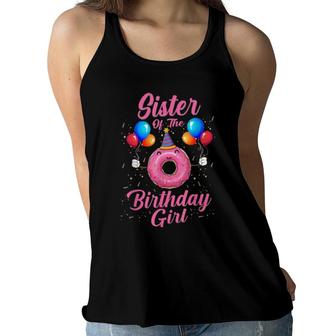 Sister Of The Birthday Girl Family Donut Birthday Women Flowy Tank | Mazezy