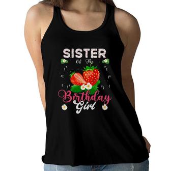 Sister Of The Birthday Girls Strawberry Theme Sweet Party Women Flowy Tank | Mazezy