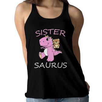 Sistersaurus Rex Sister Saurus Dinosaur Little Girls Premium Women Flowy Tank | Mazezy