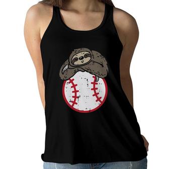 Sloth On Baseball Cute Sports Player Catcher Men Women Boys Women Flowy Tank | Mazezy