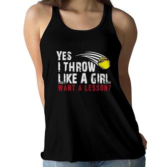 Softball Yes I Throw Like A Girl Women Flowy Tank | Mazezy