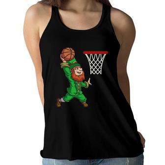 St Patricks Day Basketball Dunk Leprechaun Boys Kids Men Women Flowy Tank | Mazezy