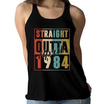 Straight Outta April 1984 Retro 38 Years Old 38Th Birthday Women Flowy Tank - Seseable