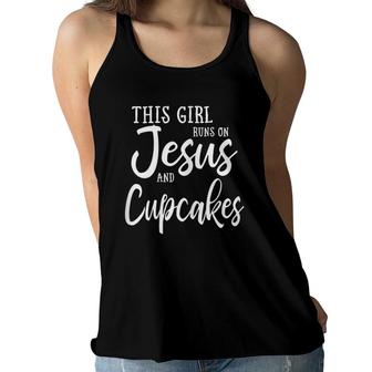 This Girl Runs On Jesus And Cupcakes Gift Women Flowy Tank | Mazezy
