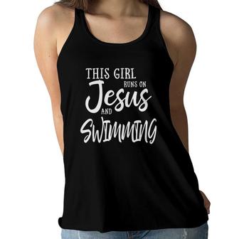 This Girl Runs On Jesus And Swimming Christian Gift Women Flowy Tank | Mazezy