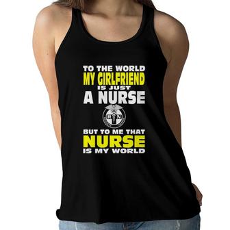 To The World My Girlfriend Is A Nurse Couple Women Flowy Tank | Mazezy