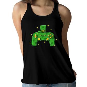 Video Games Controller Irish Men St Patrick's Day Gamer Boys Women Flowy Tank | Mazezy