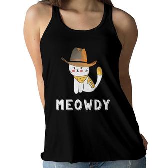 Vintage Meowdy Funny Texas Cowboy Retro Cat Lover Gift Women Flowy Tank | Mazezy