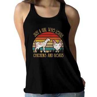 Vintage Retro Just A Girl Who Loves Chickens And Goat Gifts Women Flowy Tank | Mazezy