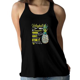 Volleyball Girls Are Like Pineapples Women Flowy Tank | Mazezy