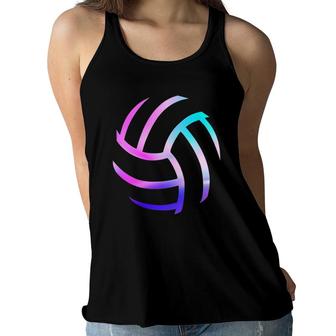 Volleyball Outline Watercolor Look Perfect Gift Teen Girls Women Flowy Tank | Mazezy