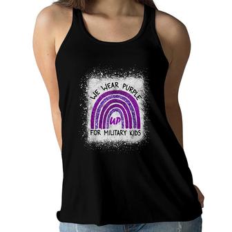 We Wear Purple Up For Military Kids Military Child Month Women Flowy Tank - Seseable