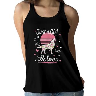 Wolf Just A Girl Who Loves Wolves Women Flowy Tank | Mazezy
