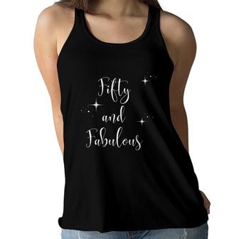 Womens 50 Years Old Fifty And Fabulous Birthday Women Flowy Tank - Seseable