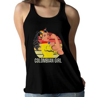 Womens Colombia Flag Colombian Girl Women Flowy Tank | Mazezy