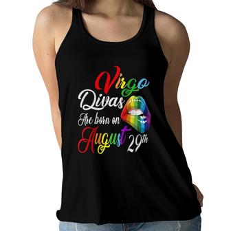 Womens Divas Are Born On August 29Th Virgo Birthday Girl Rainbow Raglan Baseball Tee Women Flowy Tank | Mazezy