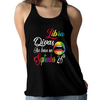 Womens Divas Are Born On September 26Th Libra Birthday Girl Rainbow Raglan Baseball Tee Women Flowy Tank | Mazezy