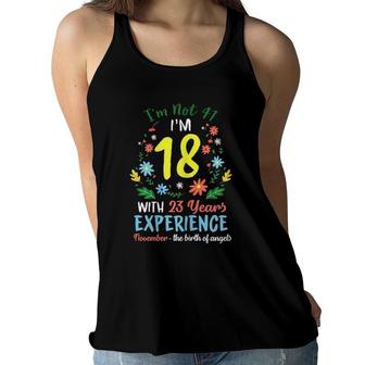 Womens November Girls Flower Tee 41 Years Old I'm Not 41 Birthday Women Flowy Tank | Mazezy