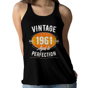 Womens Vintage 1961 - 61 Years Old Funny 61Th Birthday Women Flowy Tank - Seseable