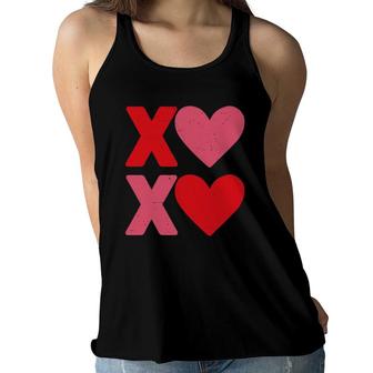 Xoxo Hearts Hugs And Kisses Funny Valentine's Day Boys Girls Boyfriend Girlfriend Women Flowy Tank | Mazezy