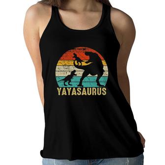 Yayasaurus T Rex Yaya Dinosaur 2 Two Kids Matching Family Women Flowy Tank | Mazezy