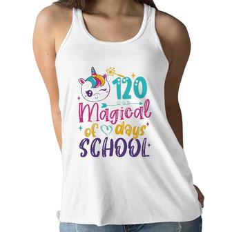 120Th Day Of School Unicorn 120 Magical Days Teacher Girls Women Flowy Tank | Mazezy