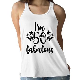 50Th Birthday Gift I Am 50 And Fabulous Women Flowy Tank - Seseable