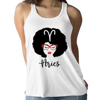 Aries Girls Beautiful Girl With Red Lip Great Birthday Gift Women Flowy Tank - Seseable
