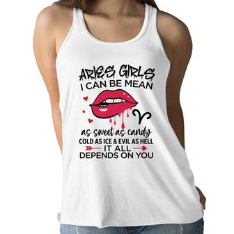 Aries Girls I Can Be Mean Or As Sweet As Candy Birthday Gift Women Flowy Tank - Seseable