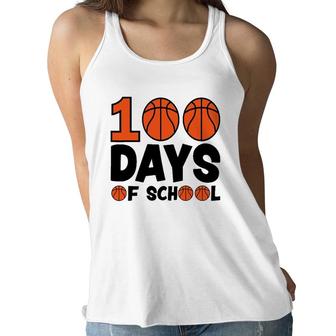 Basketball 100 Days Of School Happy 100Th Day Teacher Kids Women Flowy Tank | Mazezy