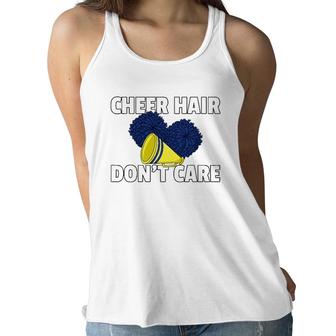 Cheer Hair Don't Care Gift For Cheerleader Girls Women Flowy Tank | Mazezy