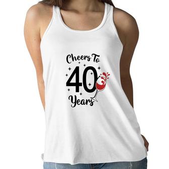 Cheers To 40 Years Happy 40Th Birthday Women Flowy Tank - Seseable