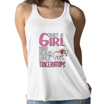 Dinosaurs Just A Girl Who Really Loves Triceratops Women Flowy Tank | Mazezy