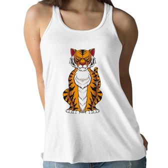 Funny Tiger Art For Men Women Kids Wild Tiger Animal Lovers Women Flowy Tank | Mazezy