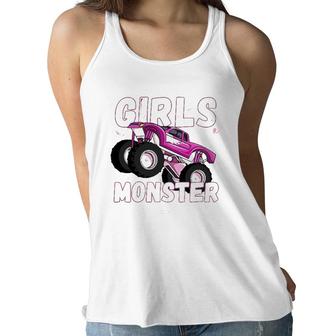 Girls Monster Truck Cool Engines Girl Monster Car Women Flowy Tank | Mazezy
