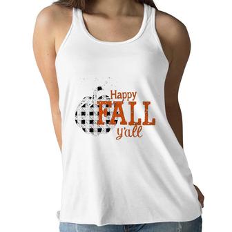 Happy Fall Yall Pumpkin Womens Mens Funny Vintage Pumpkin Halloween Cute Women Flowy Tank - Seseable
