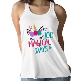 Kids 100 Magical Days Of School Unicorn 100Th Day Women Flowy Tank | Mazezy