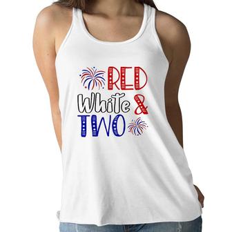Kids Red White & Two 2Nd Birthday 4Th Of July Independence Day Women Flowy Tank | Mazezy