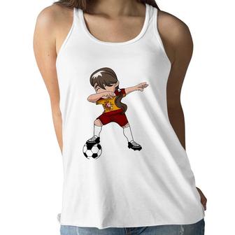 Kids Spanish Dabbing Soccer Girl Spain Flag Gift Women Flowy Tank | Mazezy