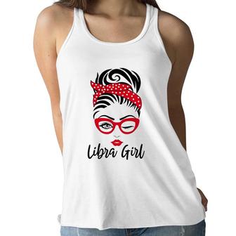 Libra Girl Wink Eye Woman Face Wink Eyes Lady Birthday Women Flowy Tank | Mazezy